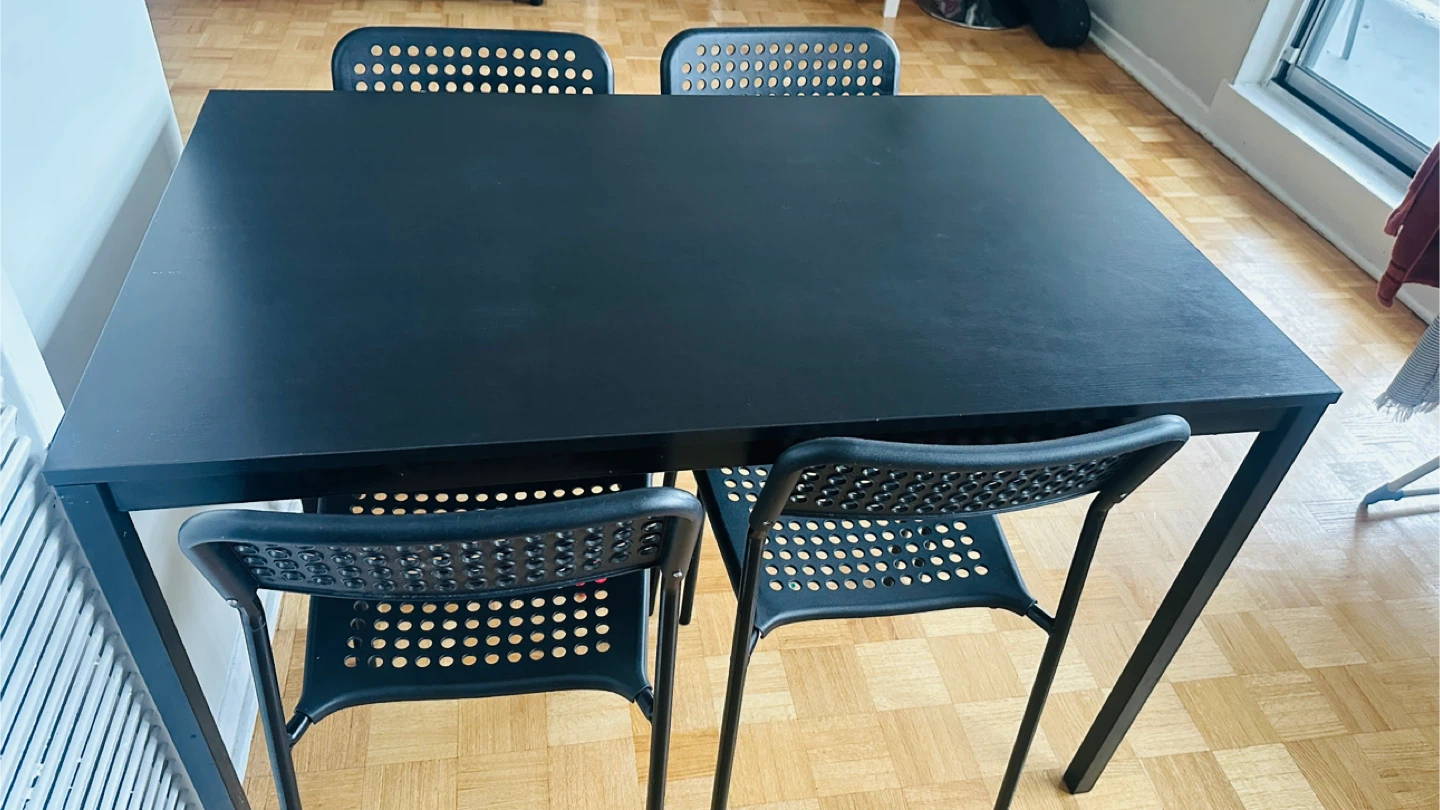 Black Dining Table with 4 Chairs - photo 3