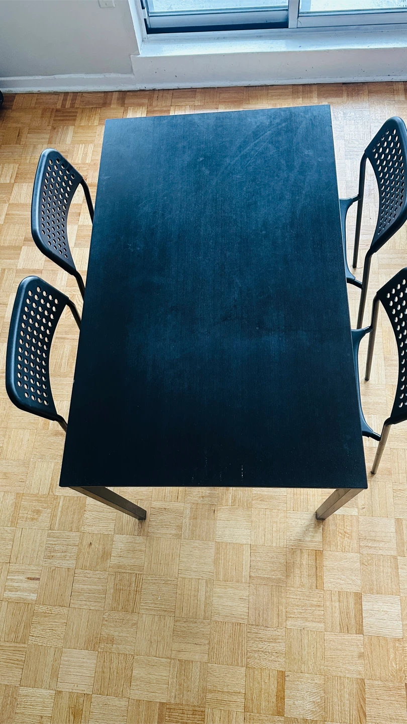 Black Dining Table with 4 Chairs - photo 2