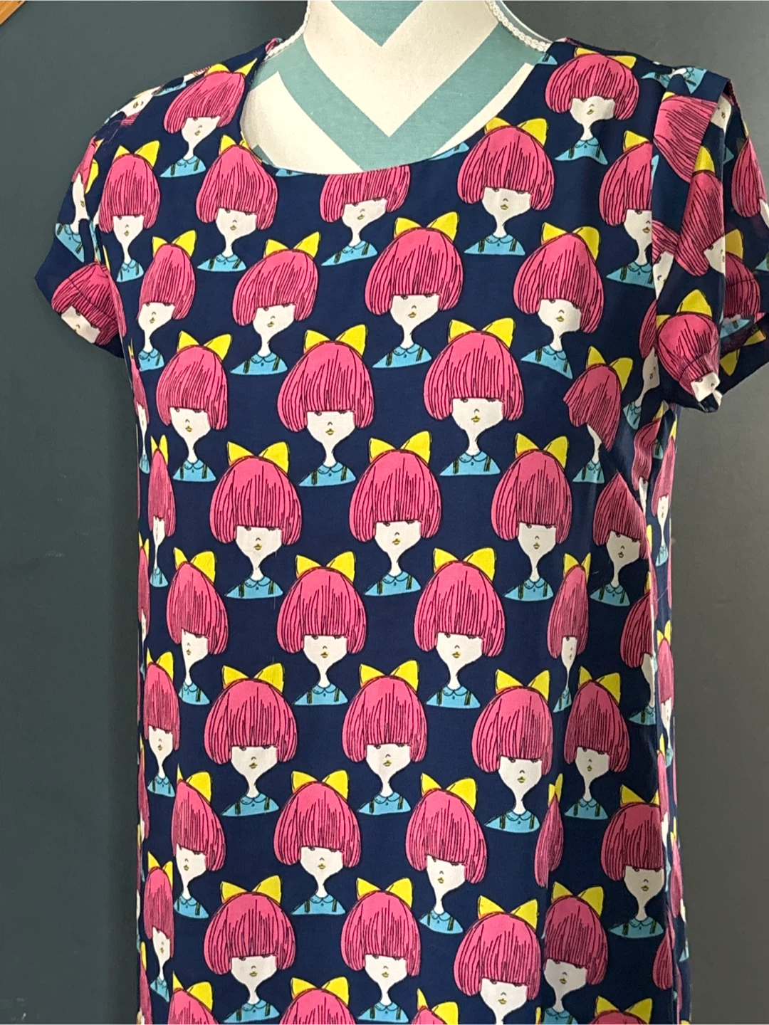 Kling Women's Dress Size 1 Navy Doll Print Short Sleeve - photo 2