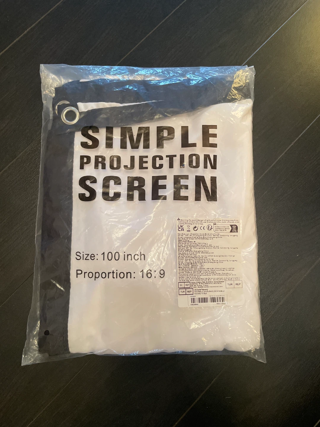 Simple Projection Screen - 100 inch, 16:9