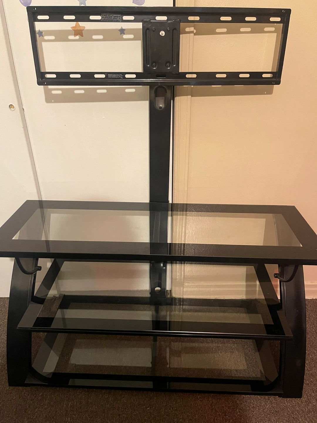 Black Glass TV Stand with Mount