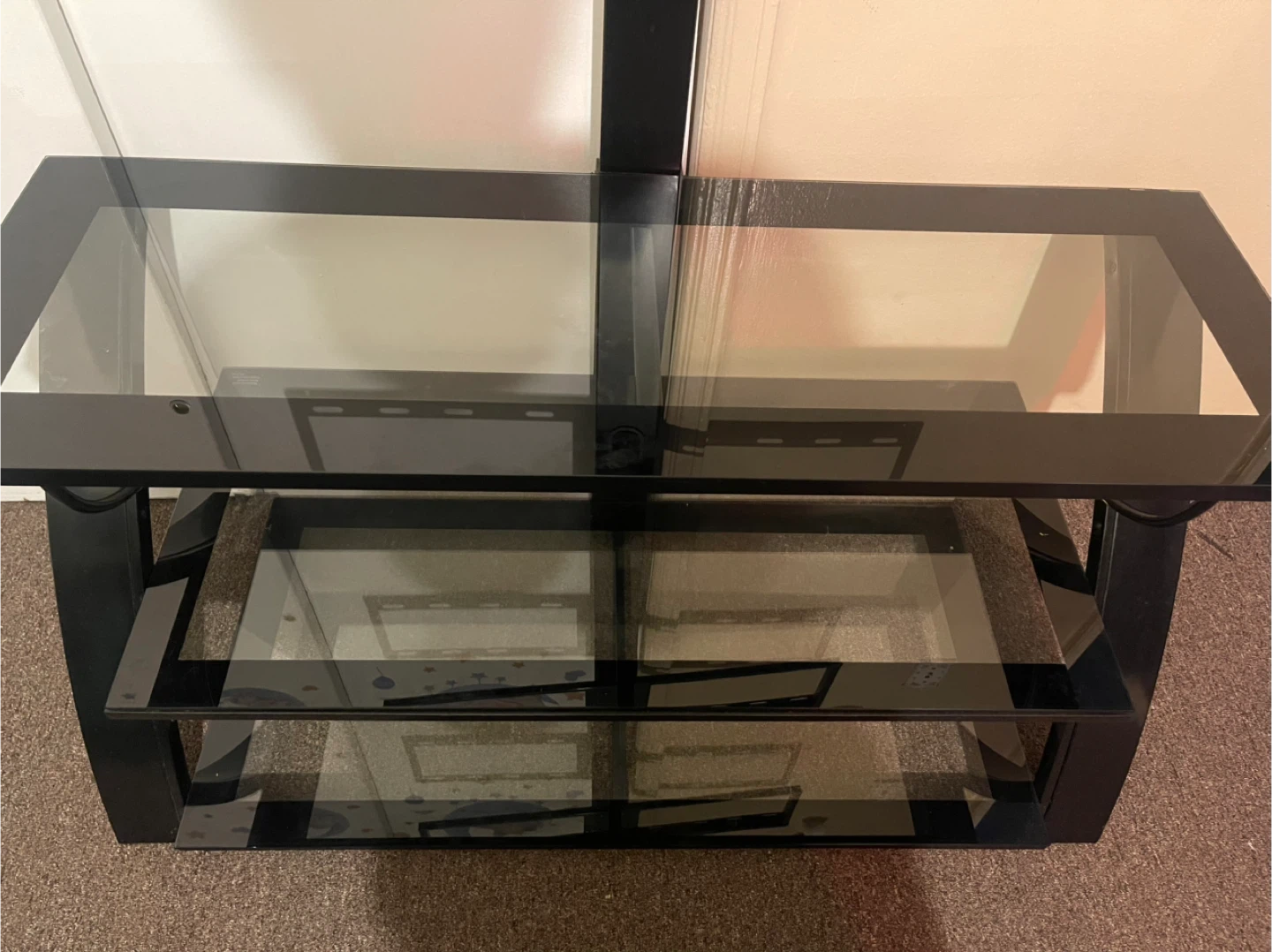 Black Glass TV Stand with Mount - photo 2