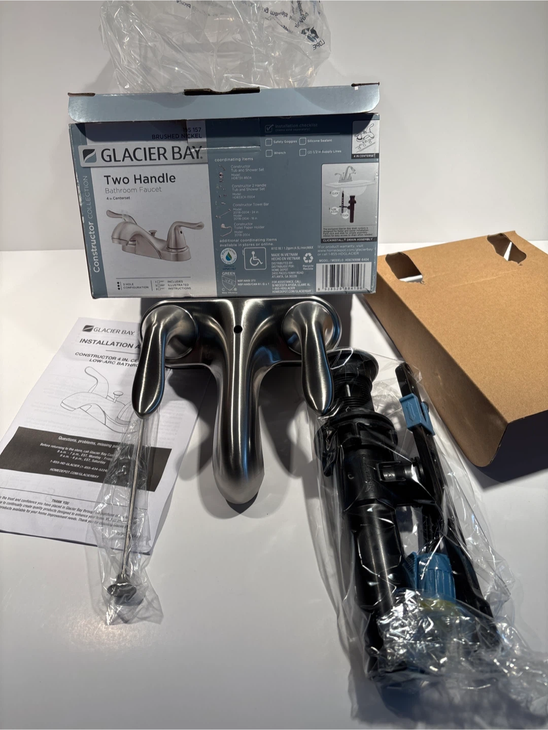 Glacier Bay Two Handle Bathroom Faucet - Brushed Nickel