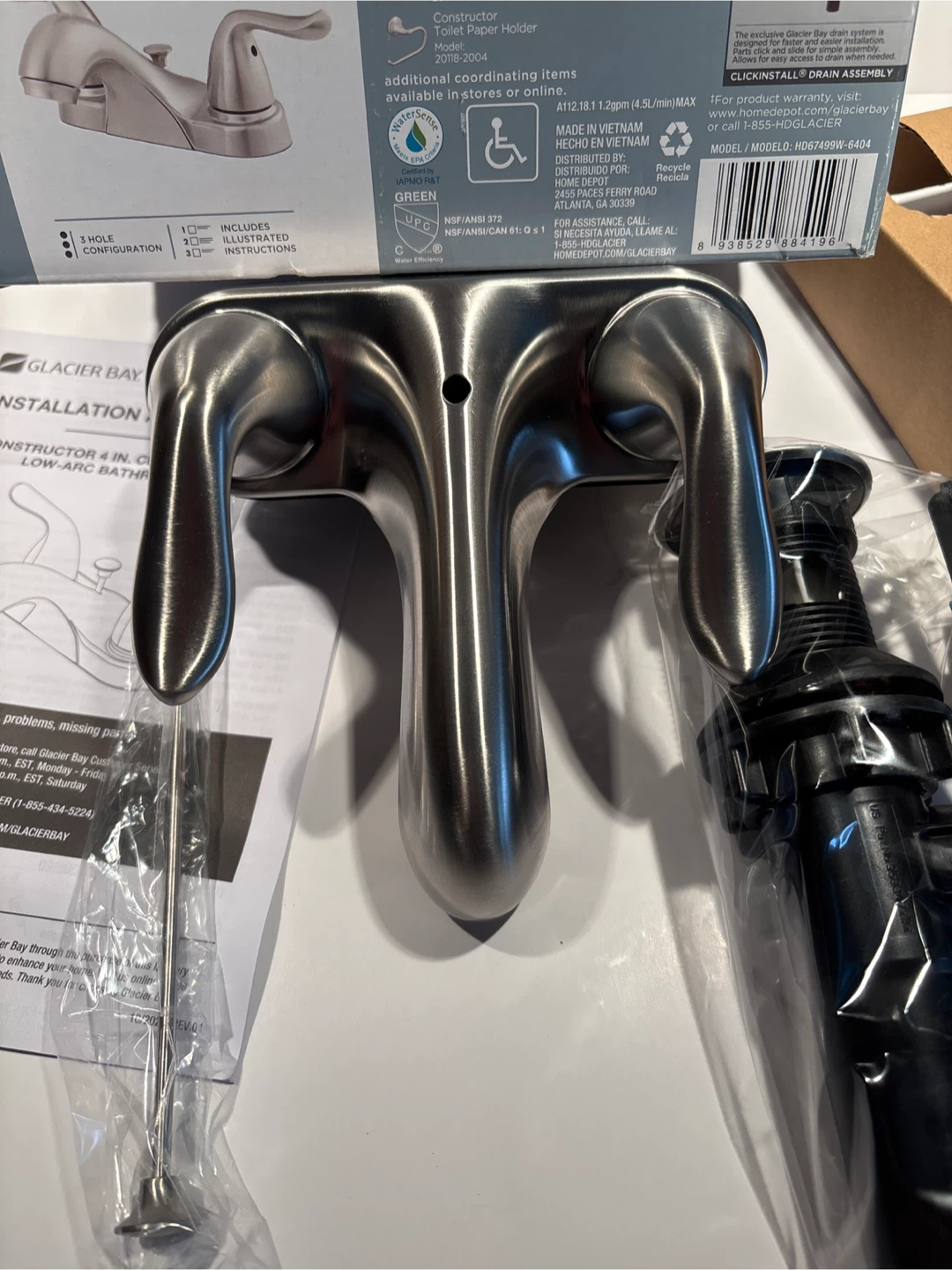 Glacier Bay Two Handle Bathroom Faucet - Brushed Nickel - photo 3