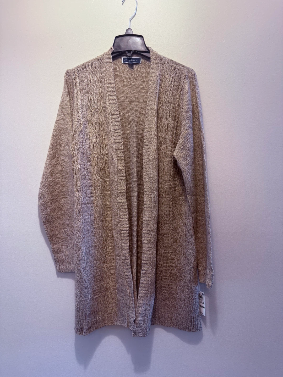 Karen Scott Women's Cardigan Beige Marl XL