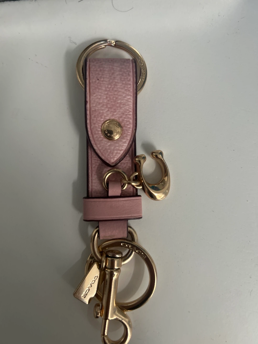 Coach Pink Leather Keychain