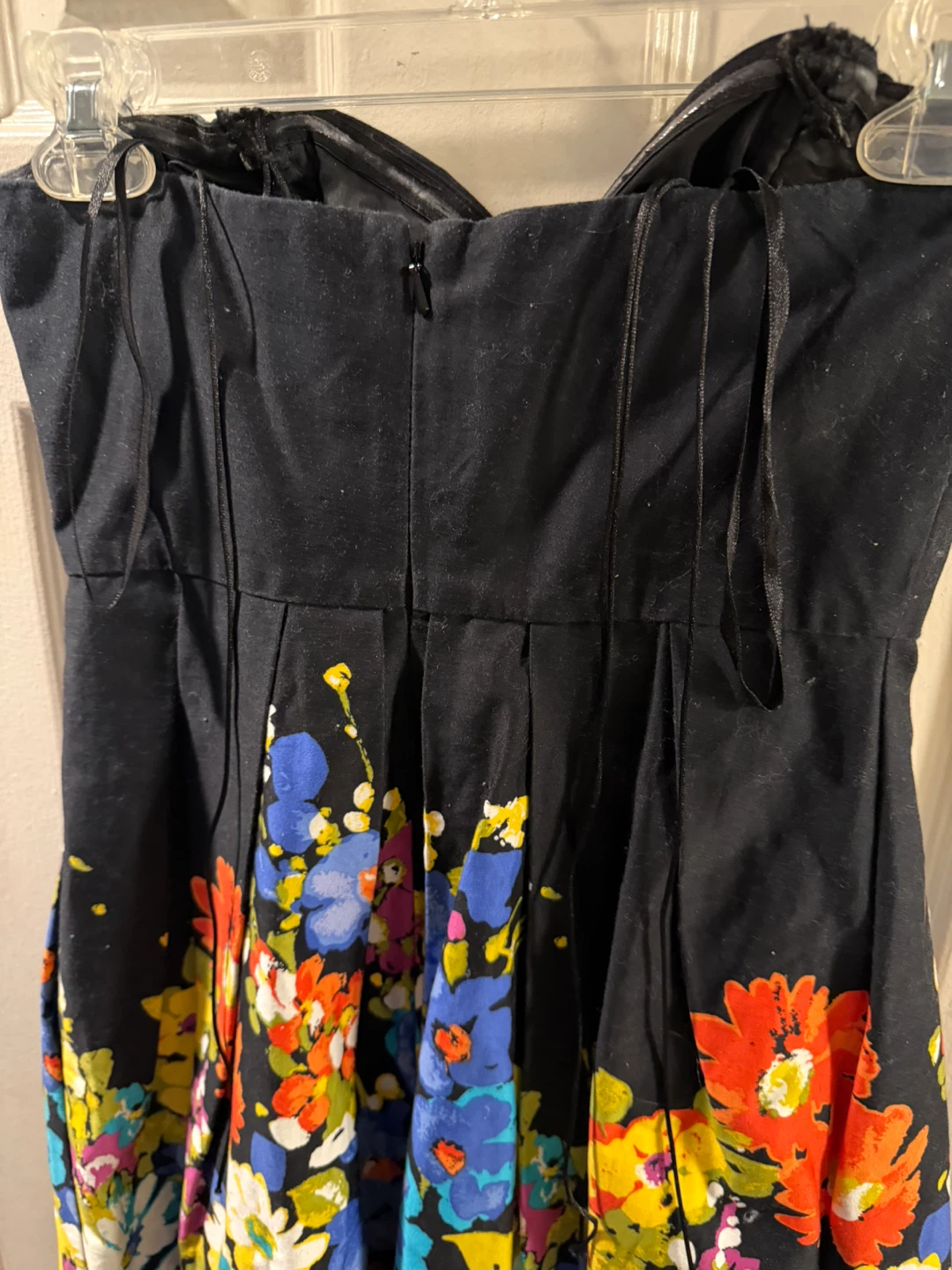 Black strapless floral dress - photo 4