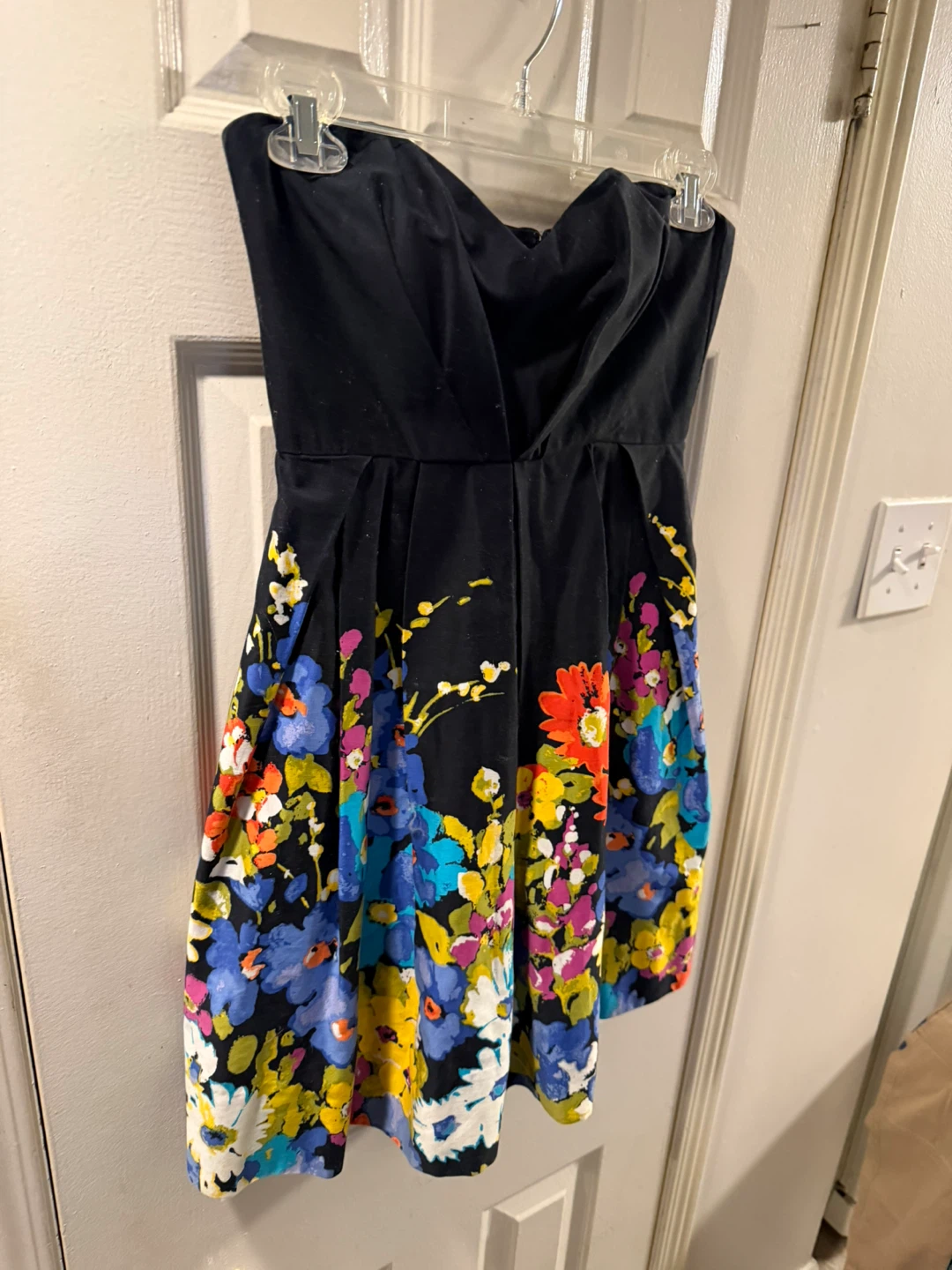 Black strapless floral dress - photo 2