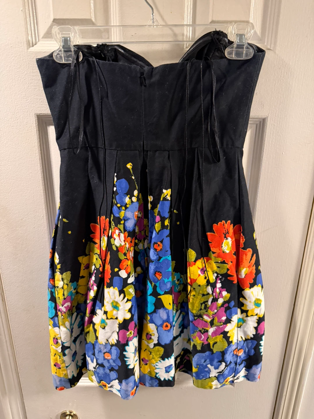Black strapless floral dress - photo 3