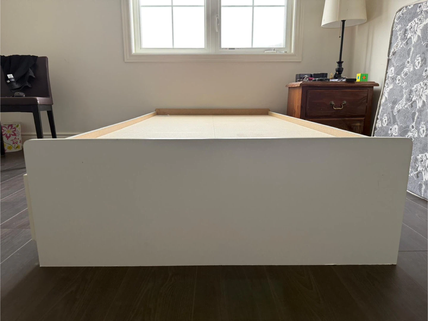 White Twin Bed Frame with Storage Drawers - photo 4