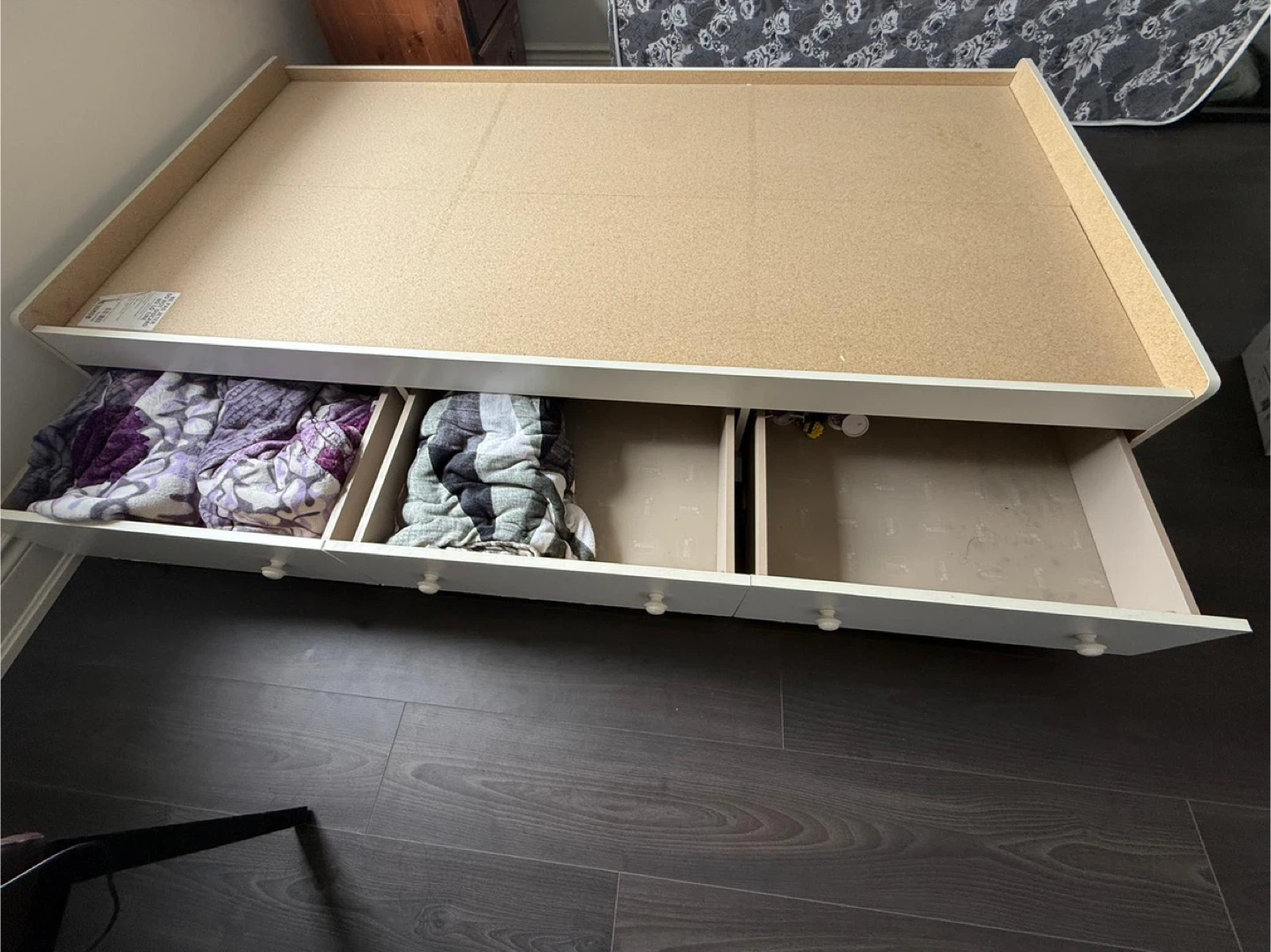White Twin Bed Frame with Storage Drawers - photo 5