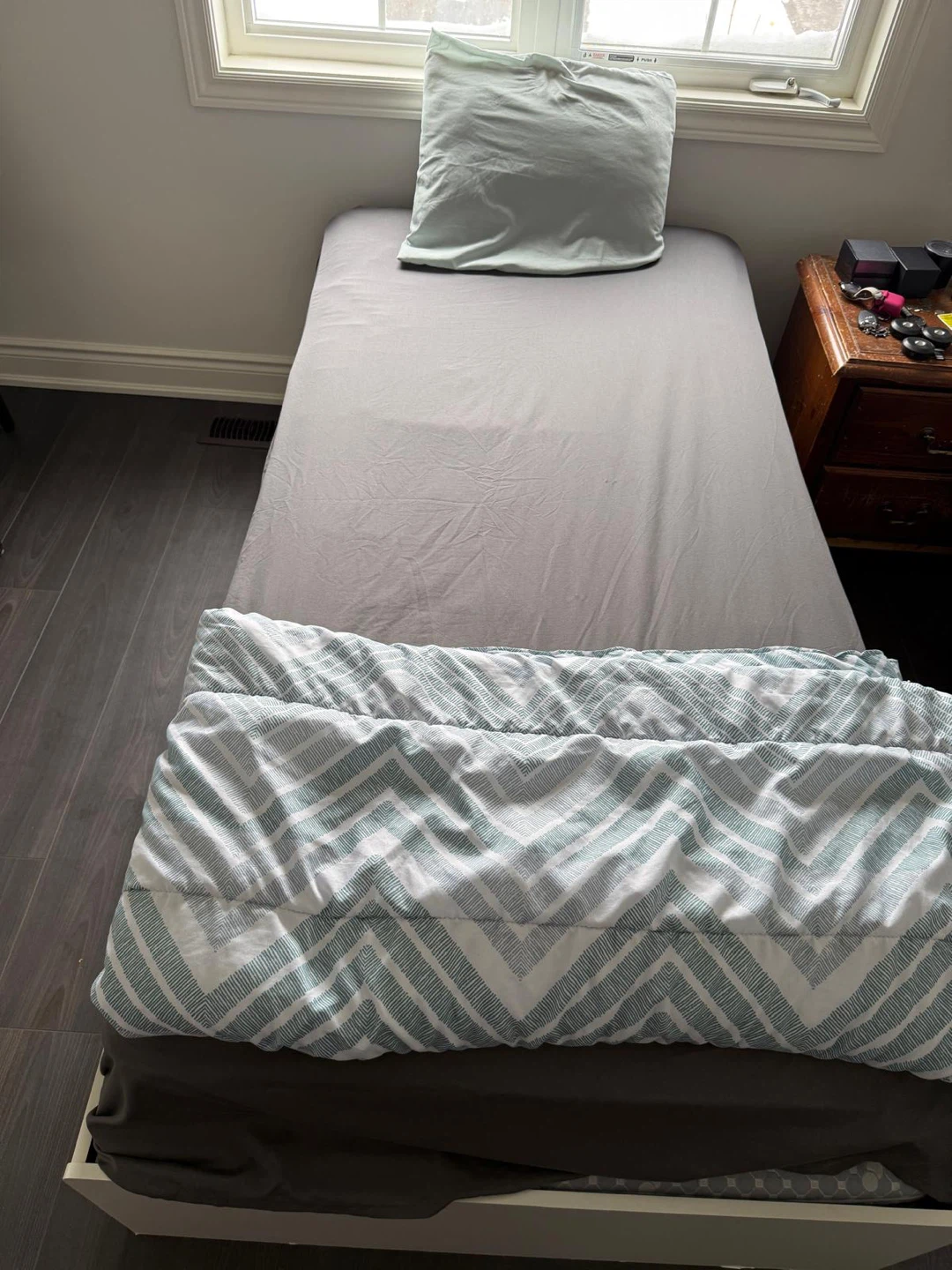 White Twin Bed Frame with Storage Drawers