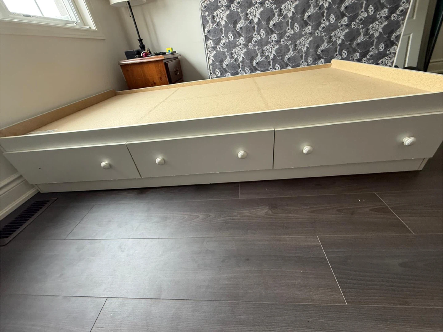 White Twin Bed Frame with Storage Drawers - photo 3