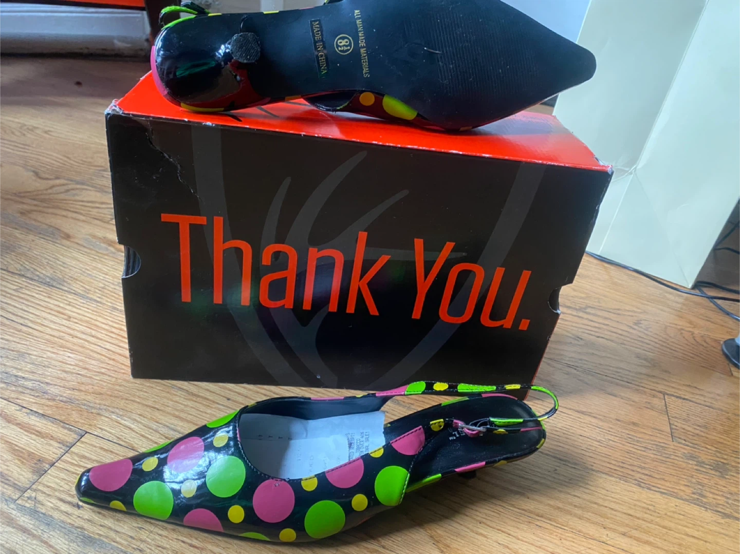 Women's Polka Dot Slingback Heels Size 8.5