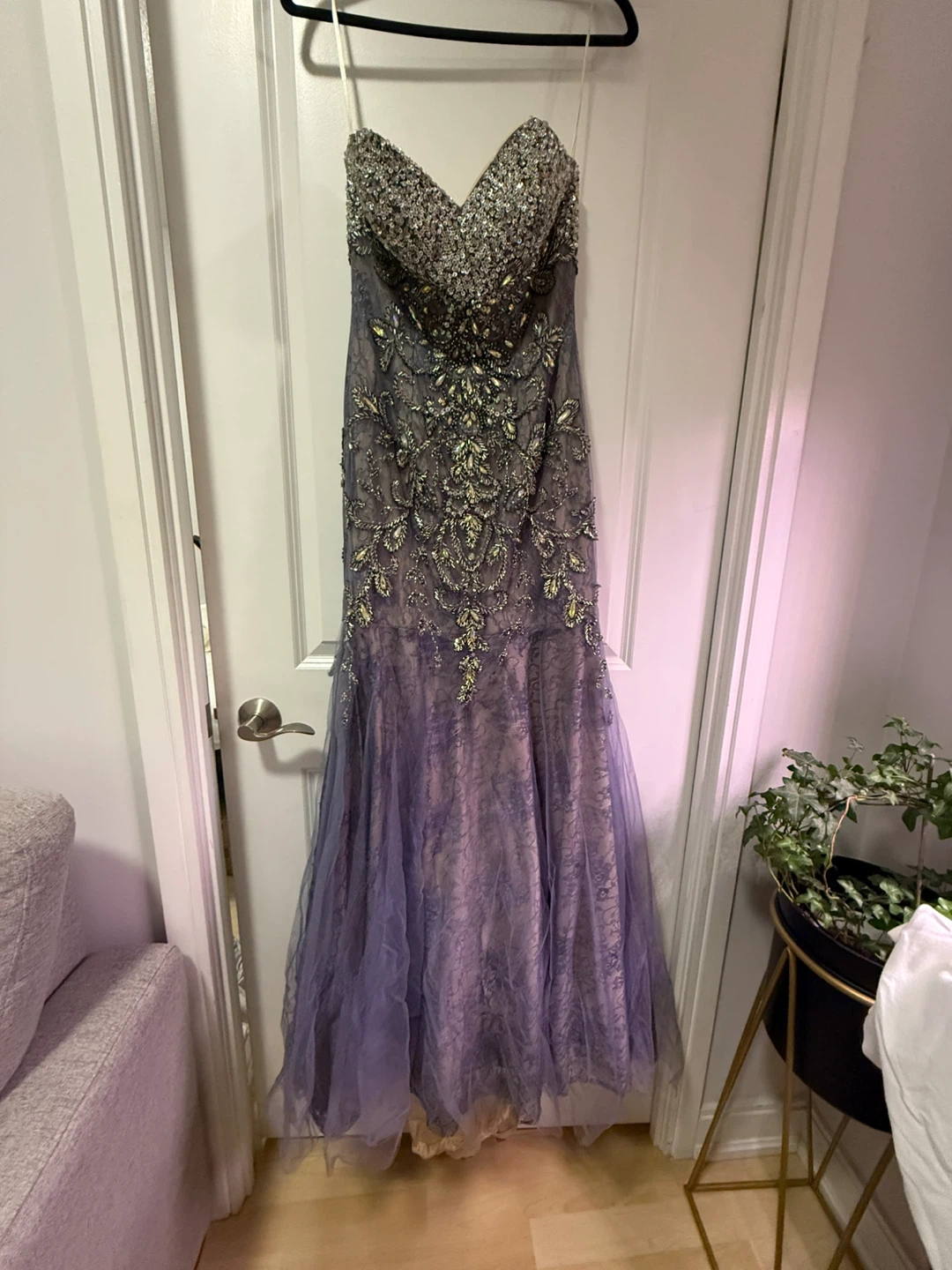 Sparkly Beaded Strapless Prom Dress