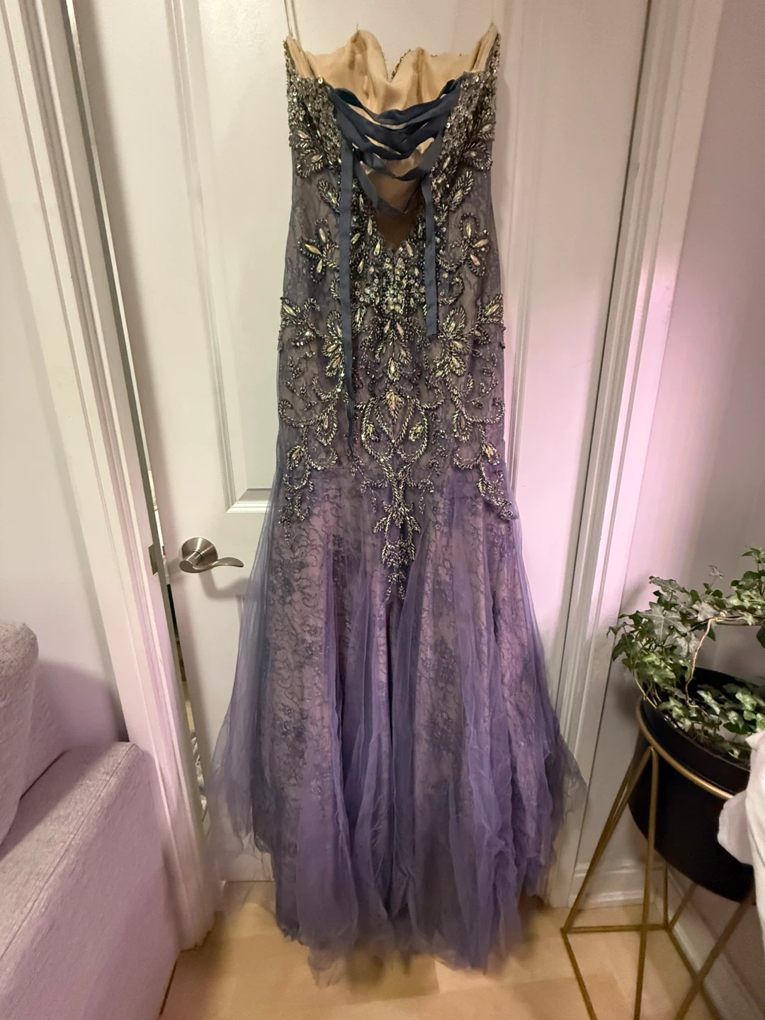Sparkly Beaded Strapless Prom Dress - photo 3