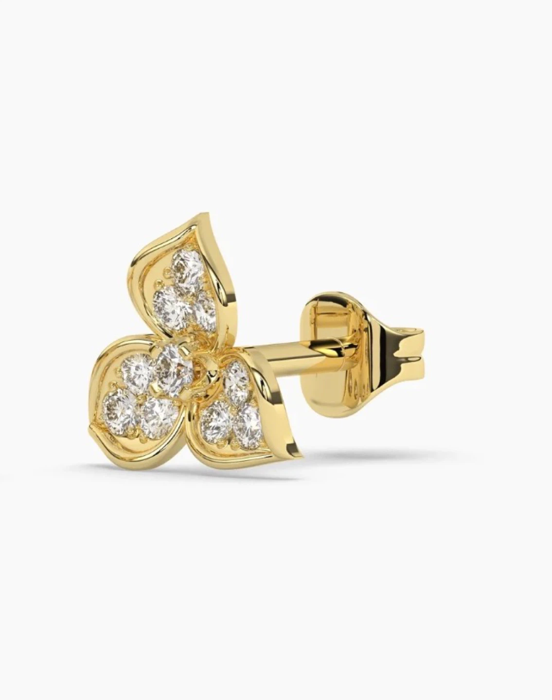 14K Yellow Gold Diamond Flower Stud Earring - photo 2