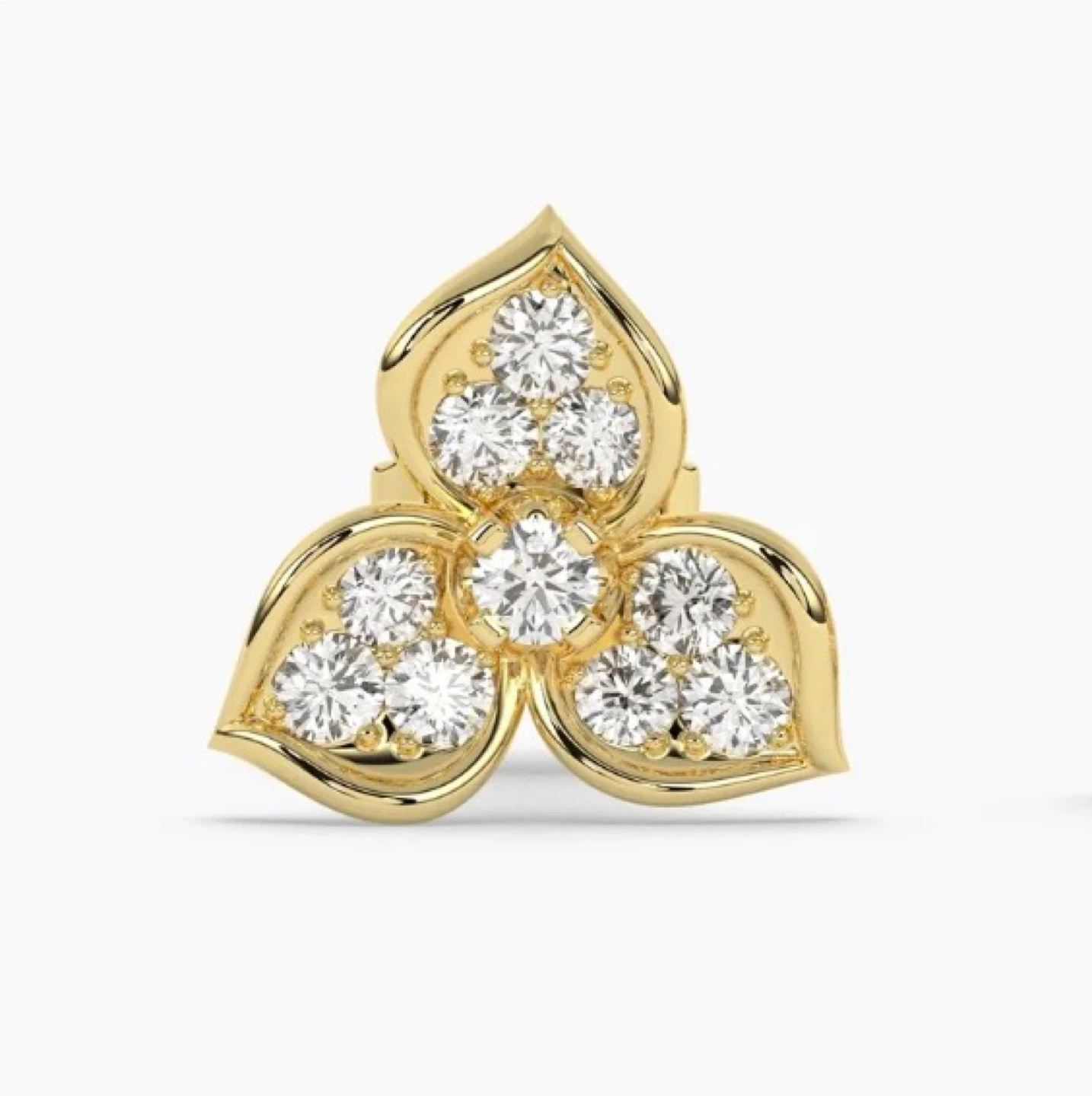 14K Yellow Gold Diamond Flower Stud Earring