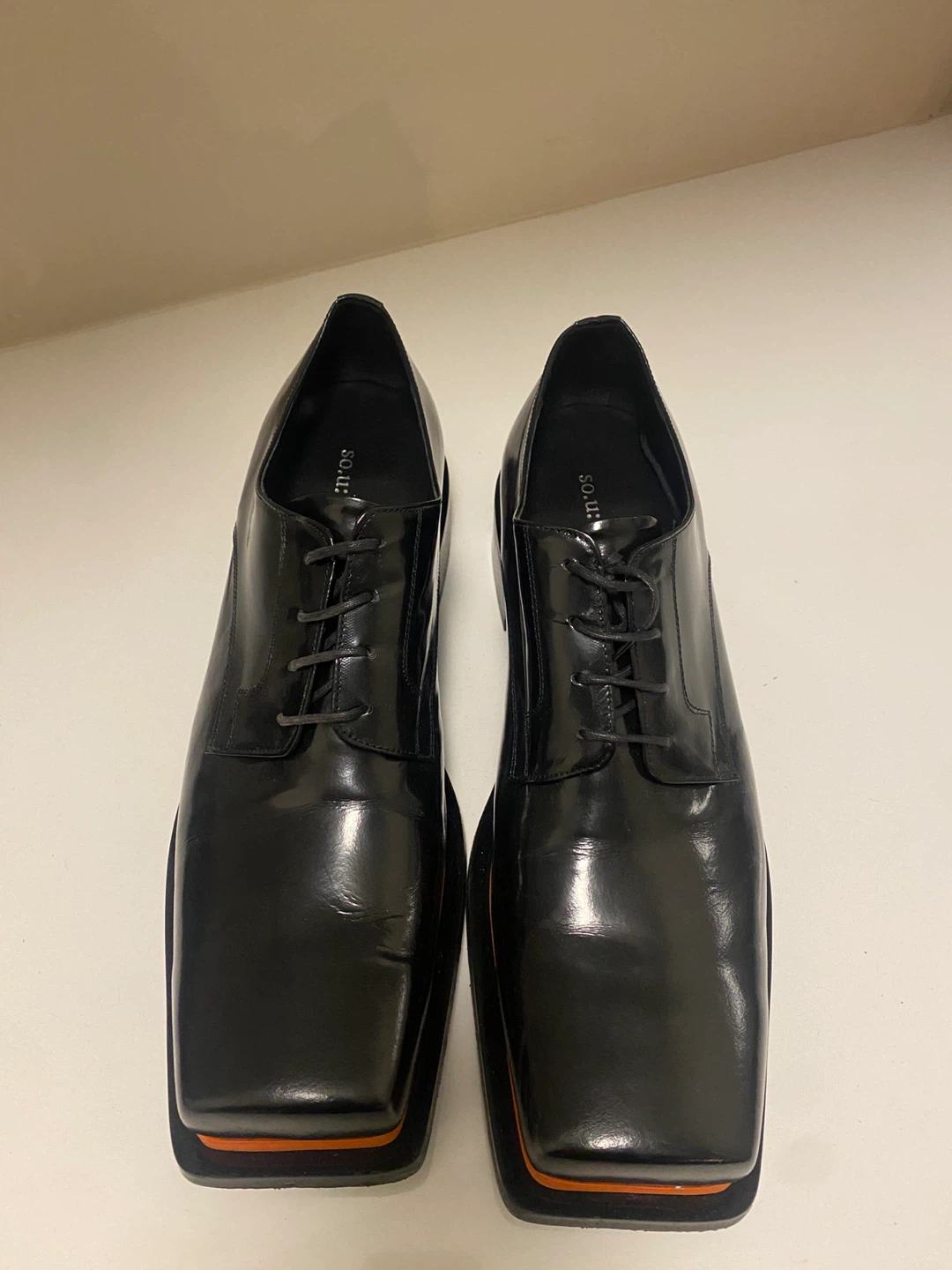 Black patent leather dress shoes