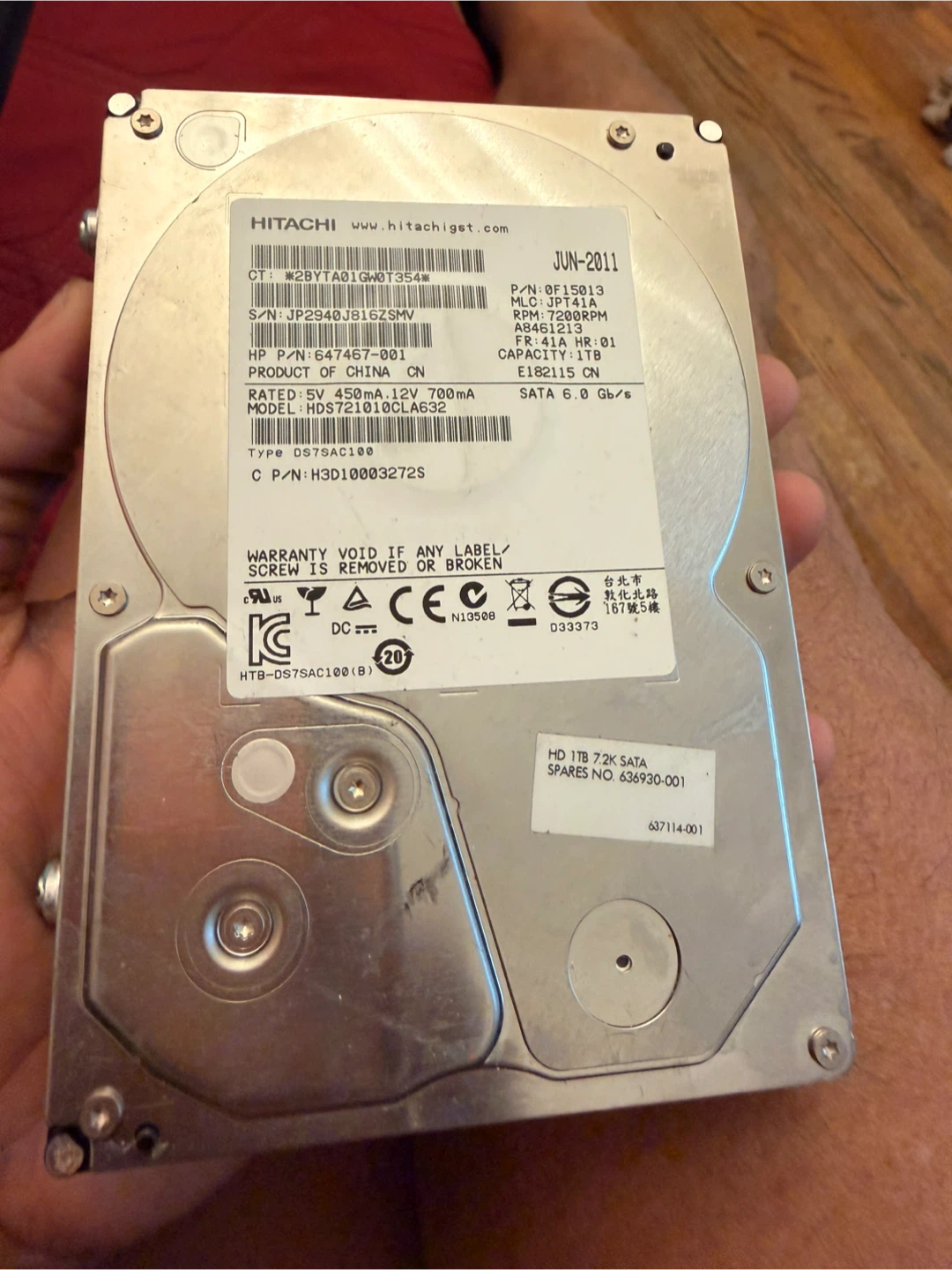 Hitachi 1TB 7.2K RPM SATA Hard Drive