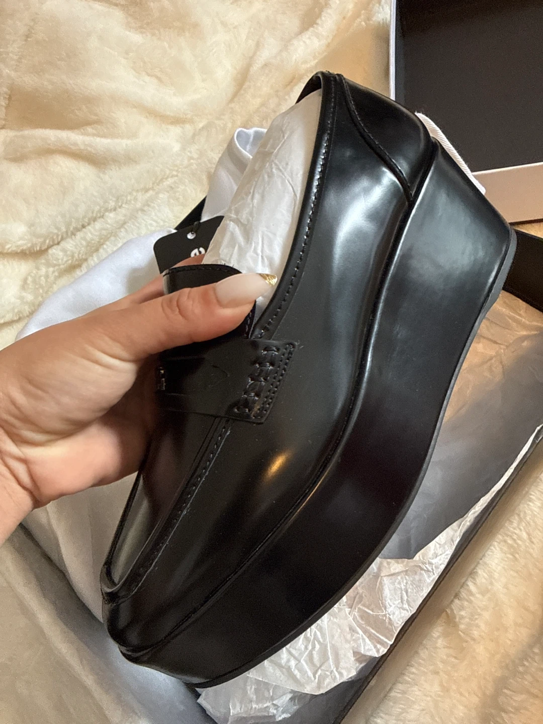 Larroude Suki Platform Loafers Black Size 7 - photo 3