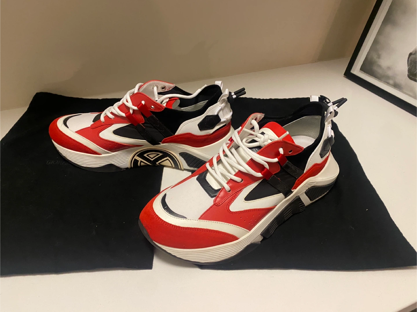Giorgio Armani Red, White, and Black Sneakers - UK 10 - photo 2