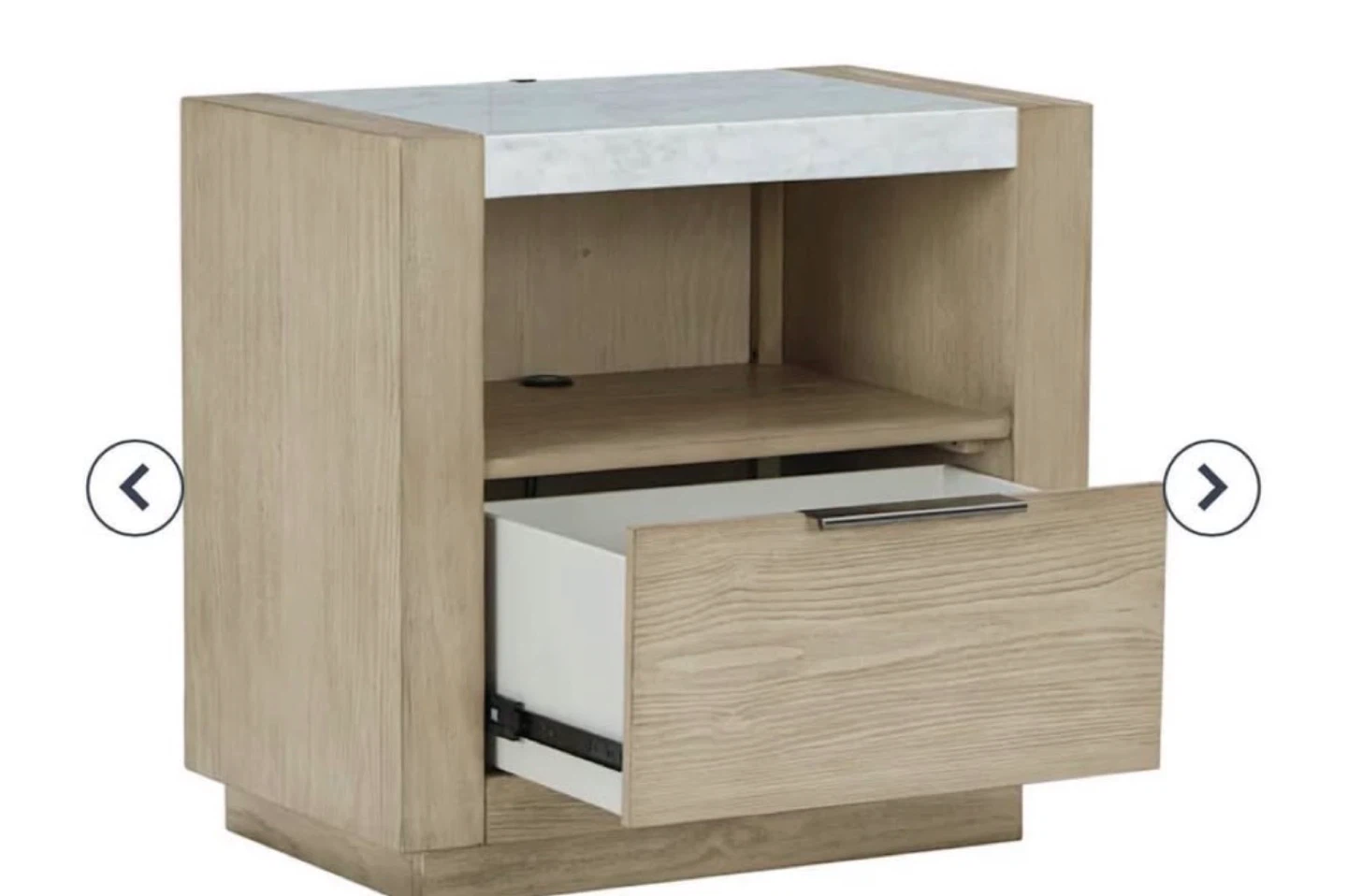 Wooden Nightstand with White Marble Top and LED Lighting - photo 4
