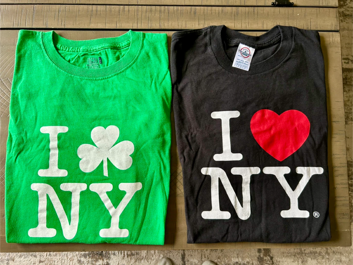 I Love NY Short Sleeve T-Shirts (Black & Green), Men’s Large