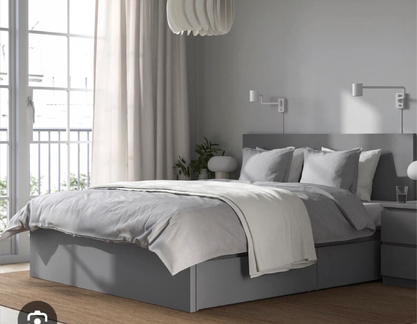 Grey Platform Bed Frame with Storage Drawers - photo 2