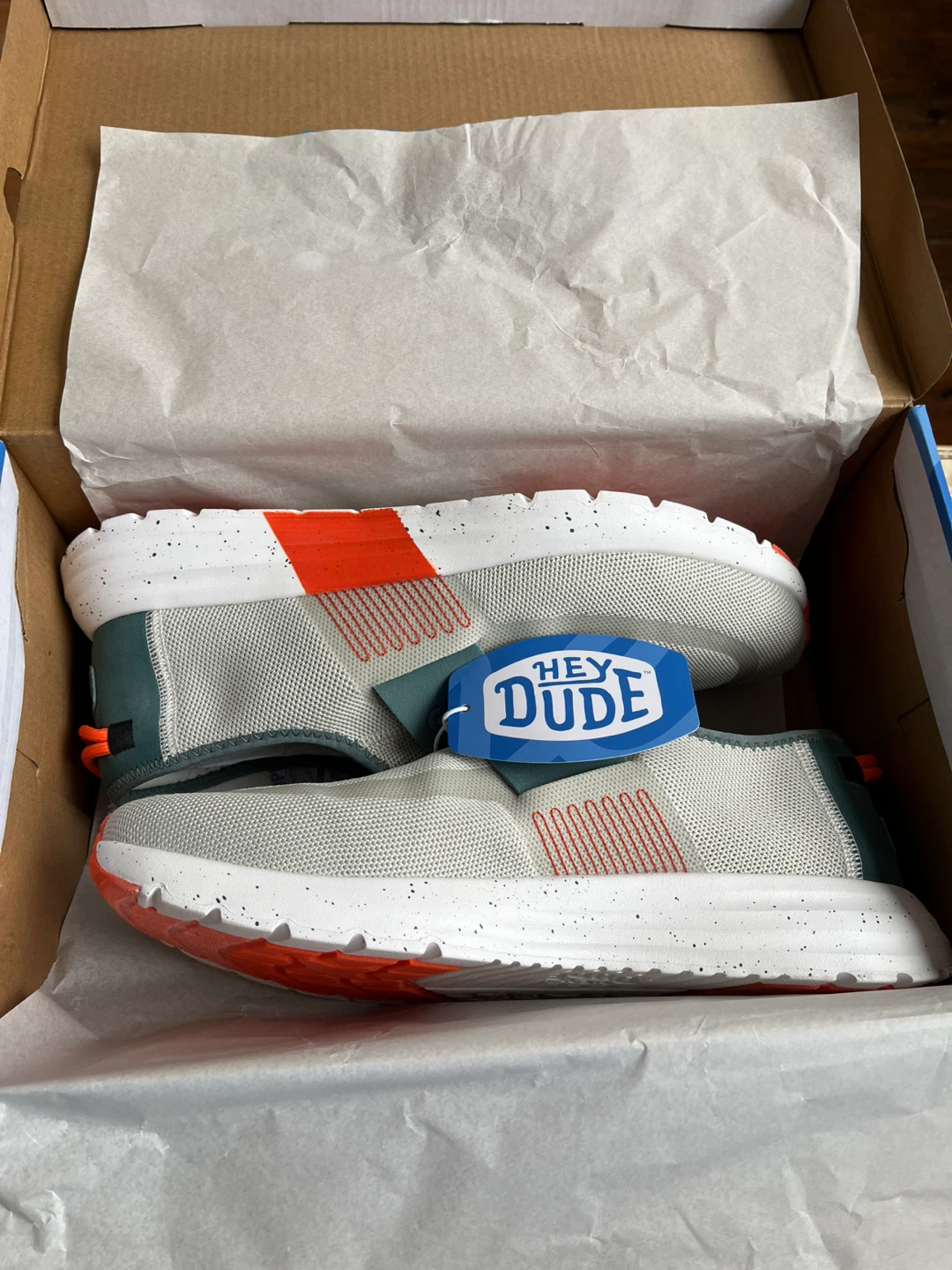 Hey Dude Men's Sirocco M Active Grey/Orange Loafers Shoes - photo 2