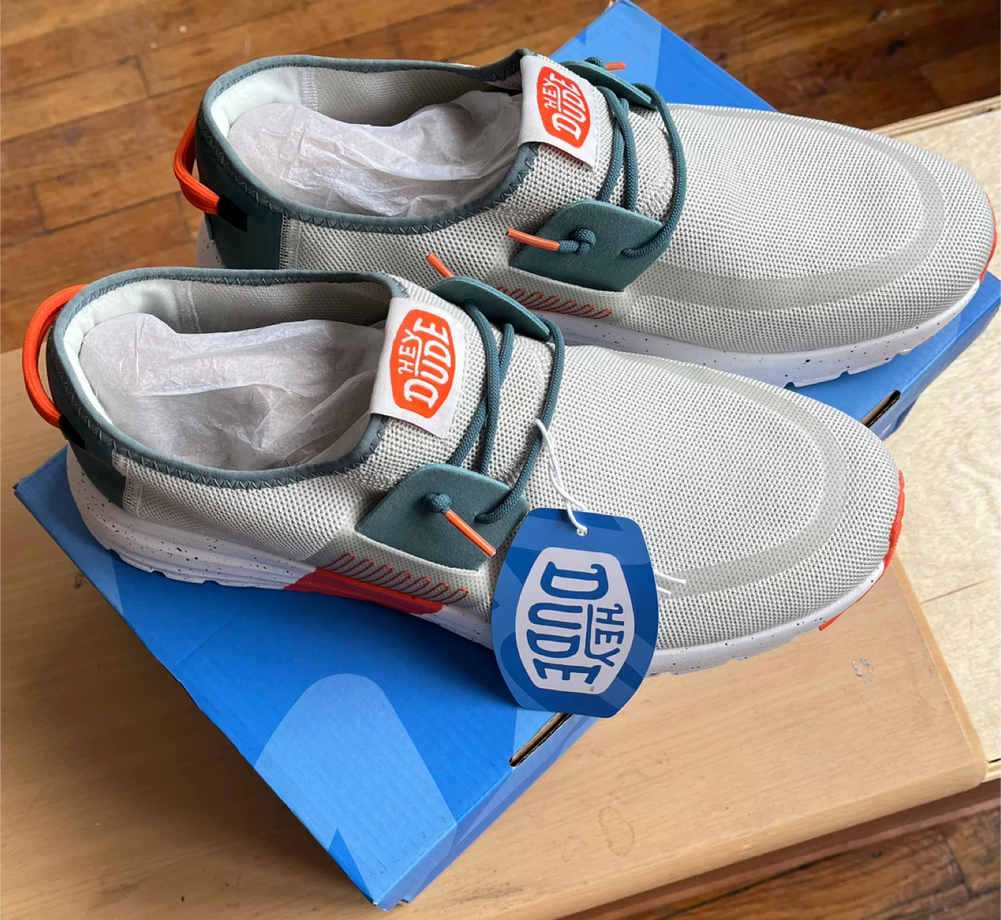Hey Dude Men's Sirocco M Active Grey/Orange Loafers Shoes - photo 3