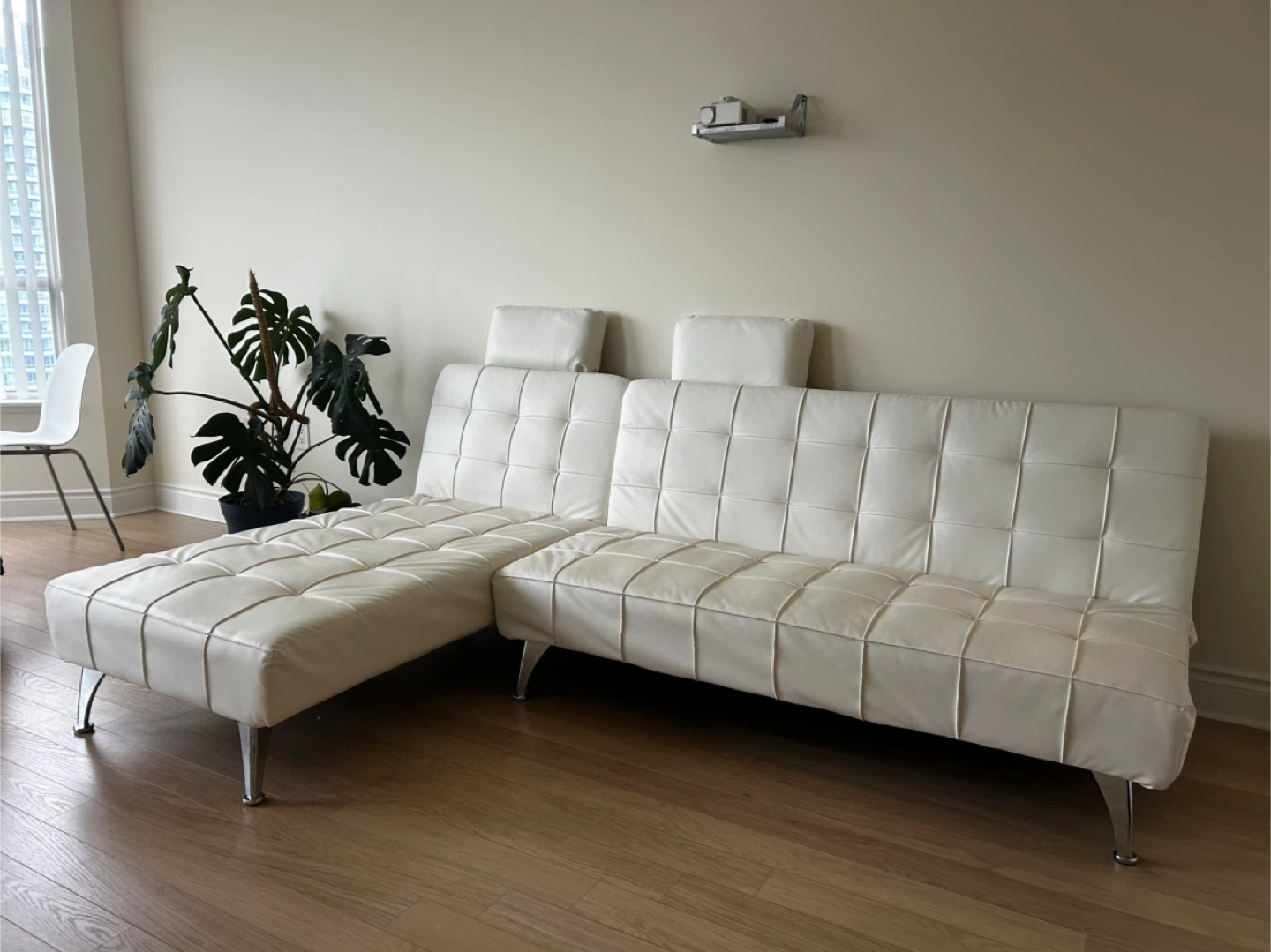 White Sectional Sofa Bed with Chaise - photo 2