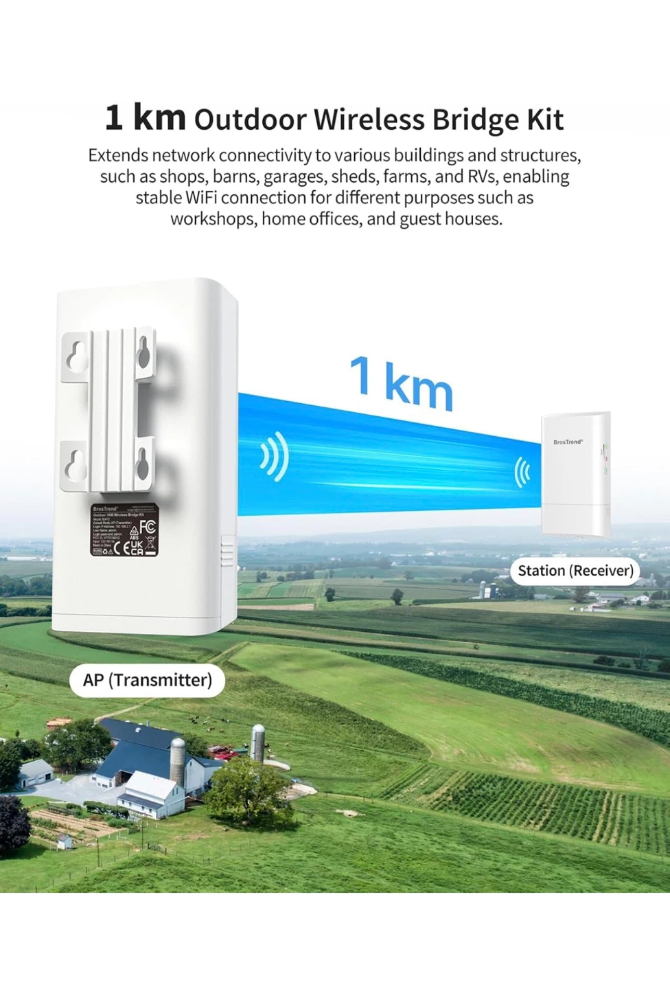 2Pk 5GHz WiFiBridge Outdoor PointtoPoint 1KM Range WB5 - photo 2