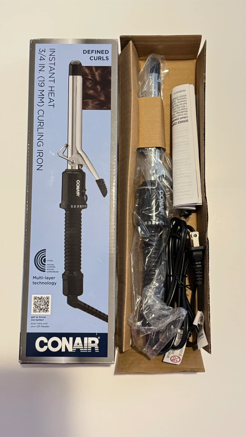 New - Conair 3/4 inch Instant Heat Curling Iron