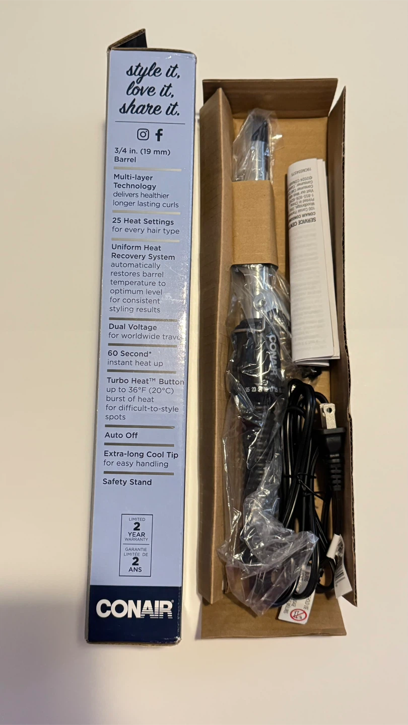 New - Conair 3/4 inch Instant Heat Curling Iron - photo 2