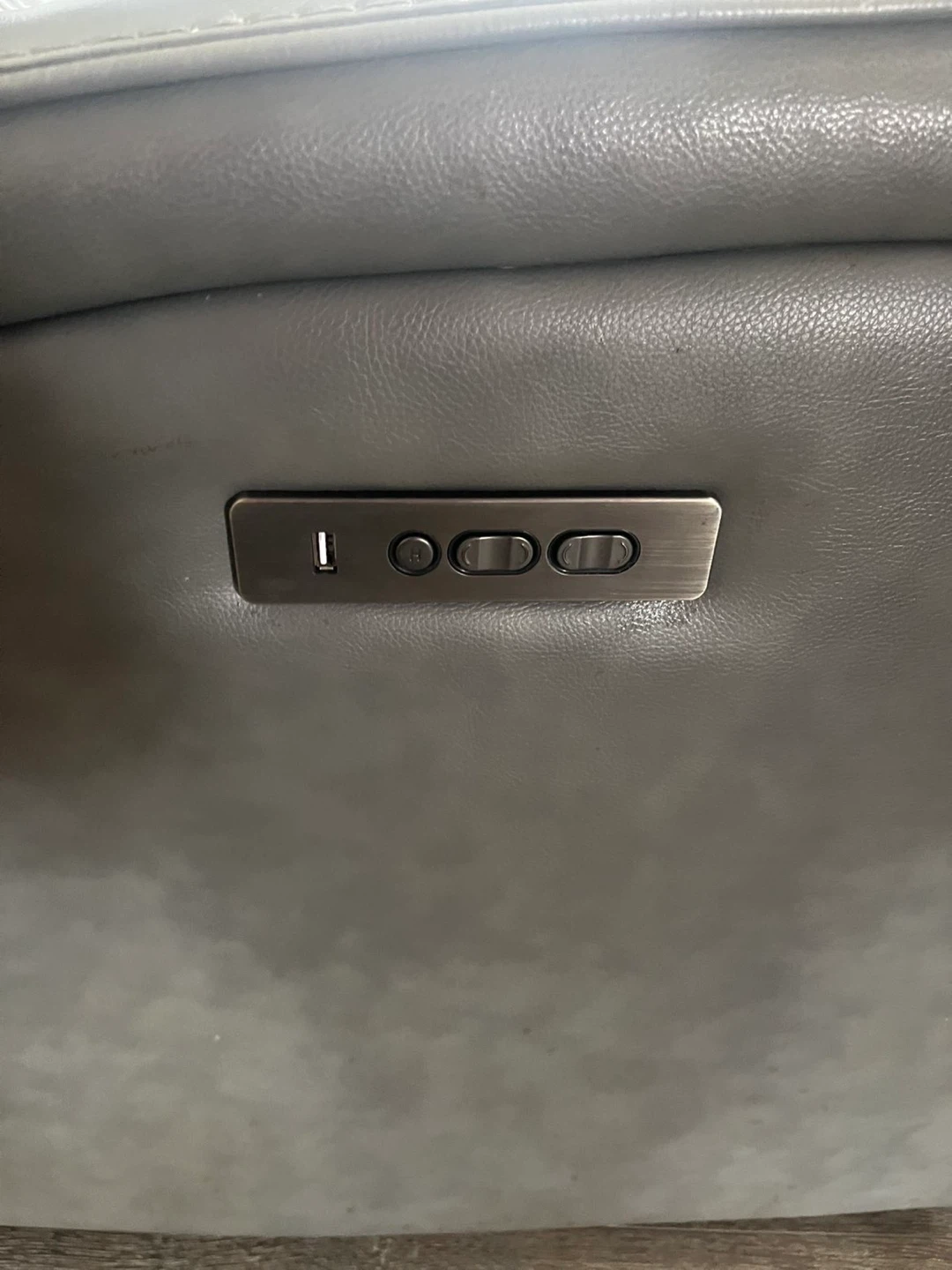 Grey Leather Power Reclining Sofa - photo 5