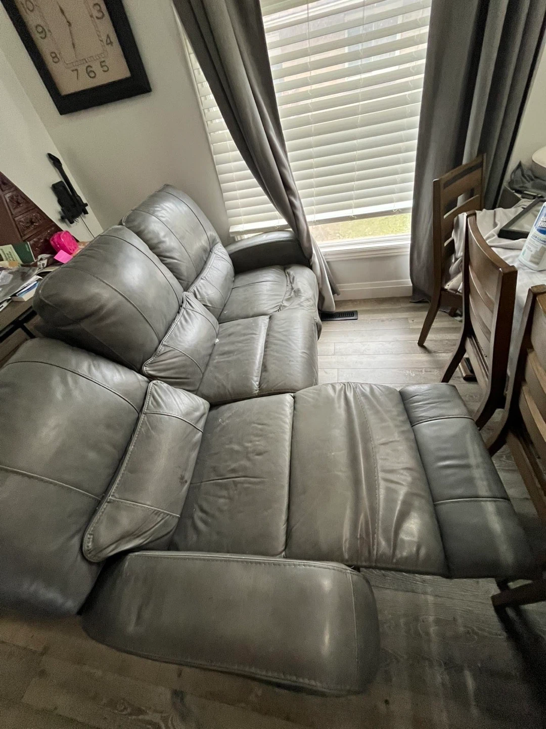 Grey Leather Power Reclining Sofa - photo 2