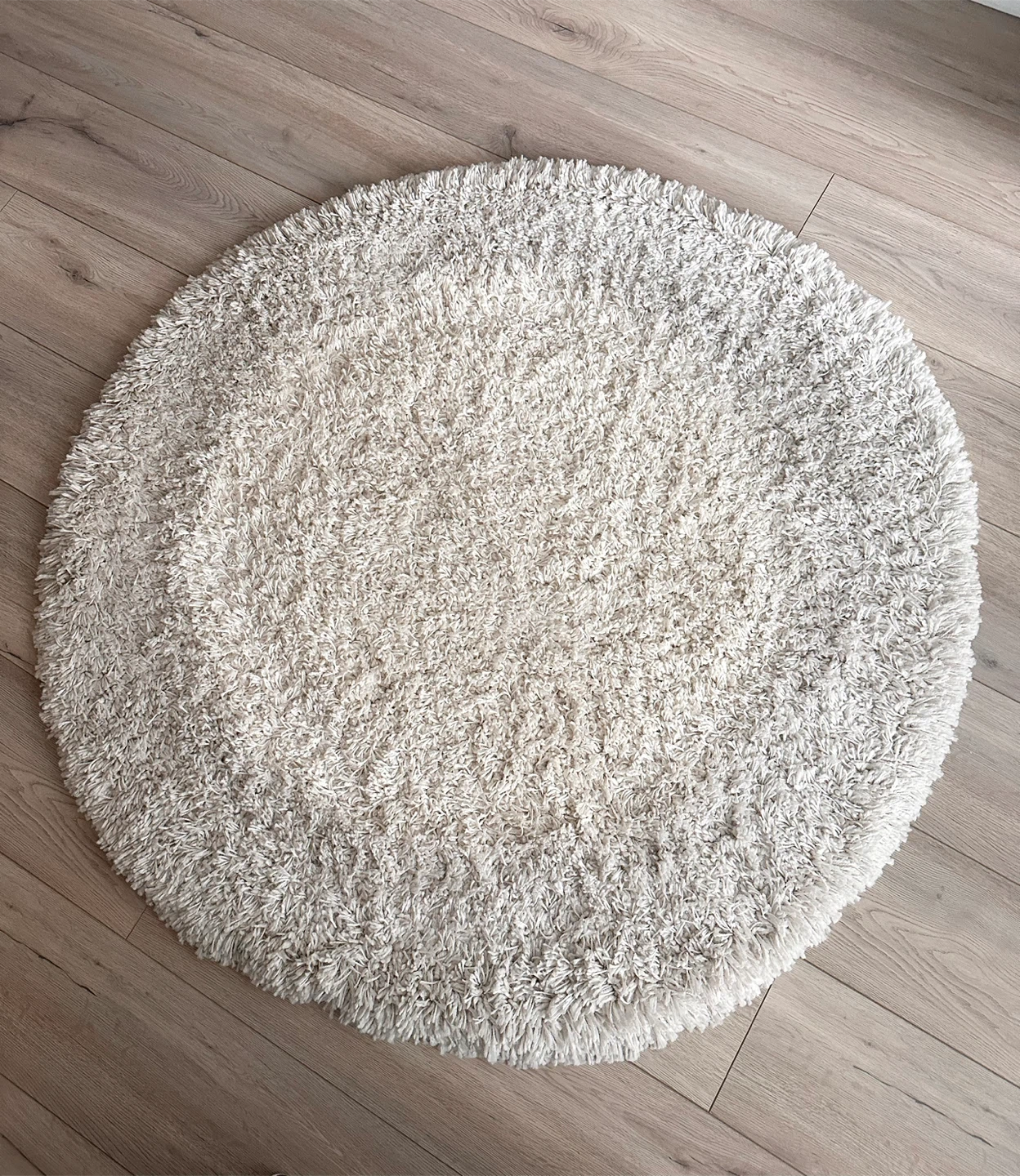 Round Shaggy Rug - Cream