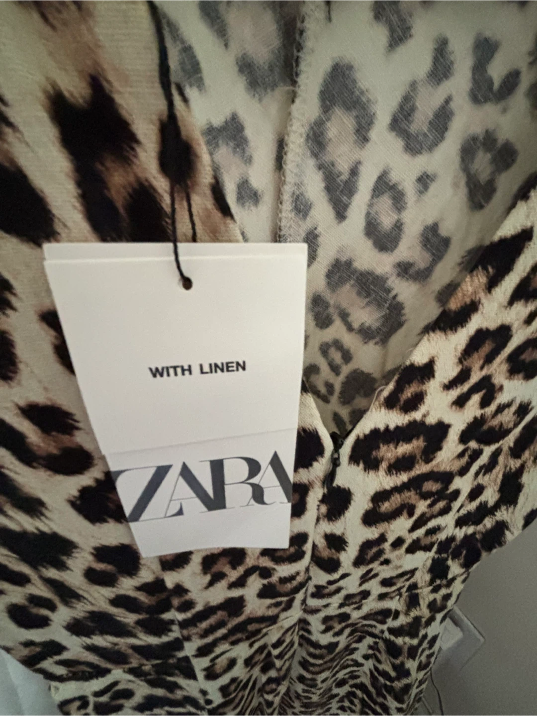 ZARA Leopard Print Linen Blend Midi Dress Size XS - photo 5
