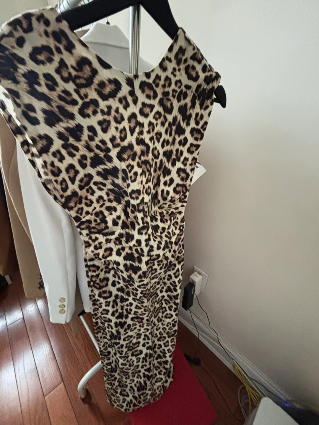 ZARA Leopard Print Linen Blend Midi Dress Size XS