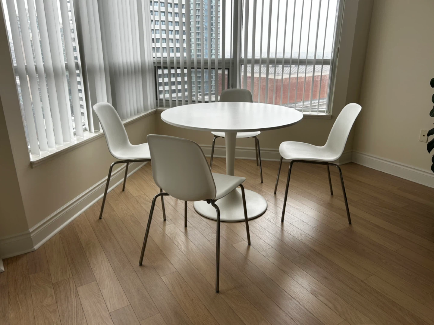 White Dining Table Set with 4 Chairs