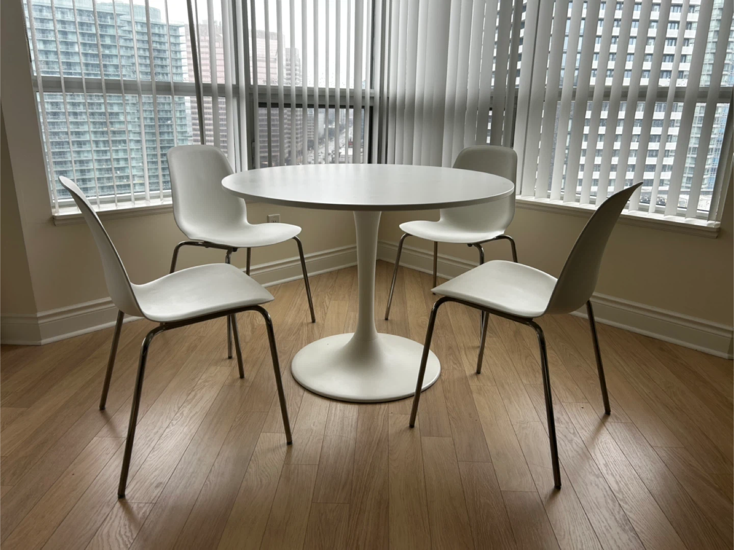 White Dining Table Set with 4 Chairs - photo 2