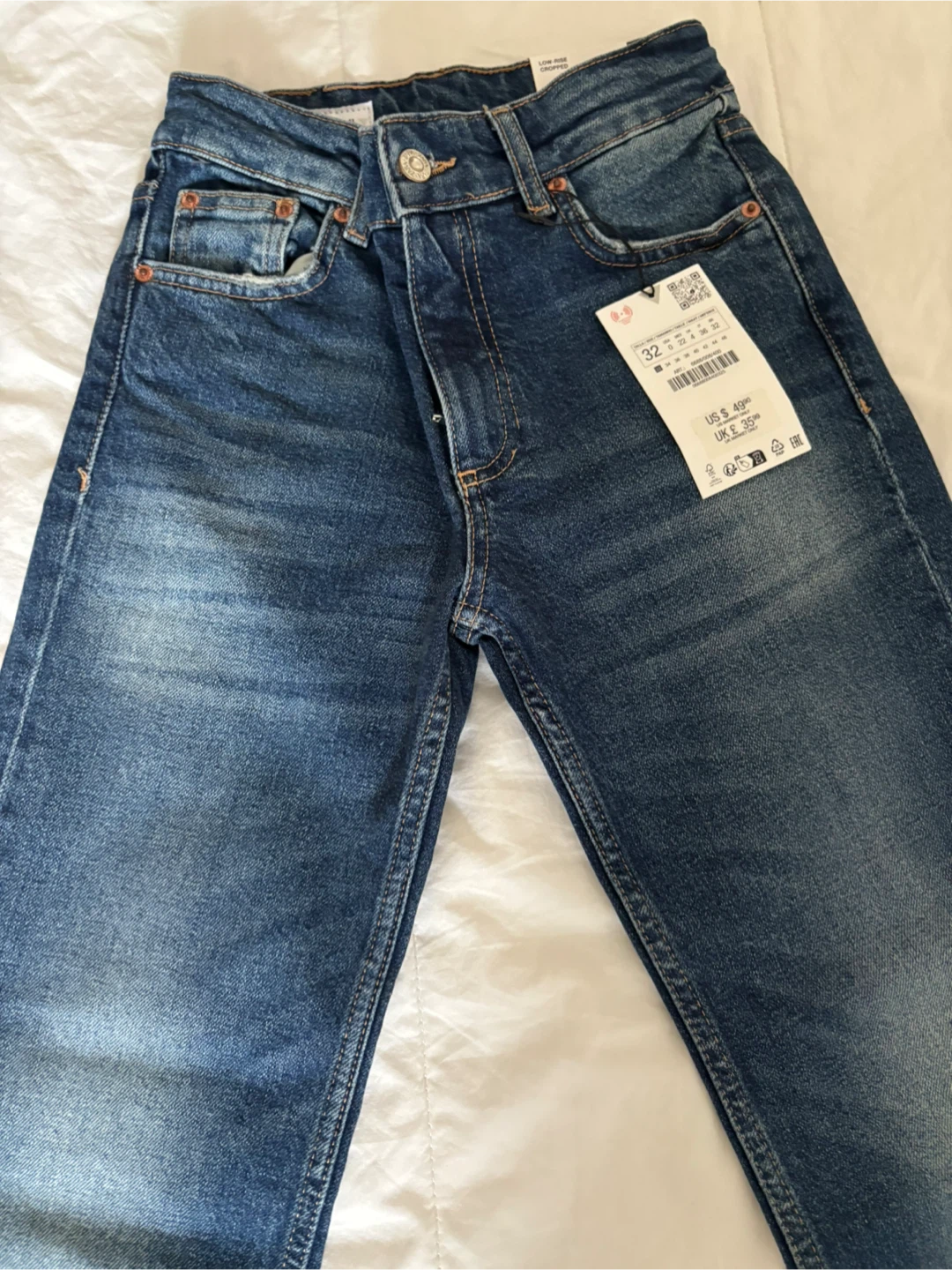 Zara Women's Low-Rise Cropped Straight Slim Fit Jeans Size 32