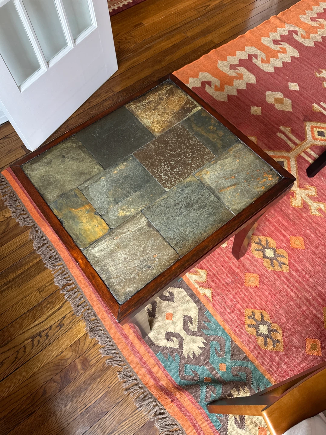 Square End Table with Slate Top - photo 2
