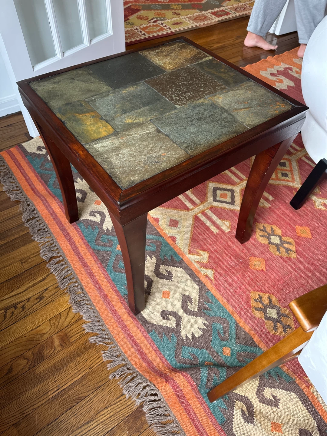 Square End Table with Slate Top