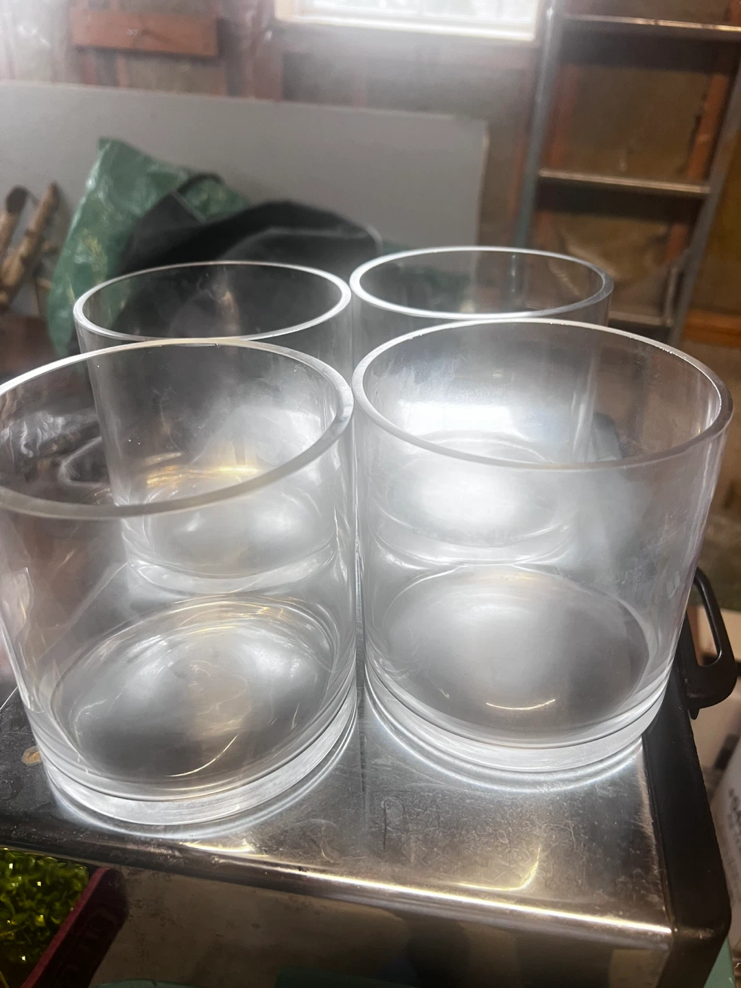 Set of 4 Clear Glass Vases/Candle Holders