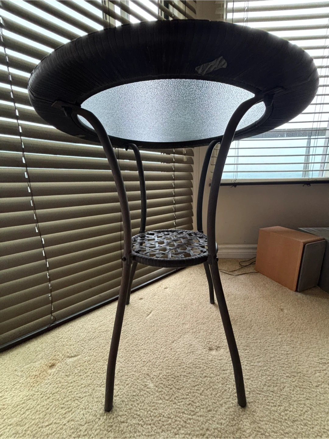 Round Wicker Patio Table with Glass Top - photo 3