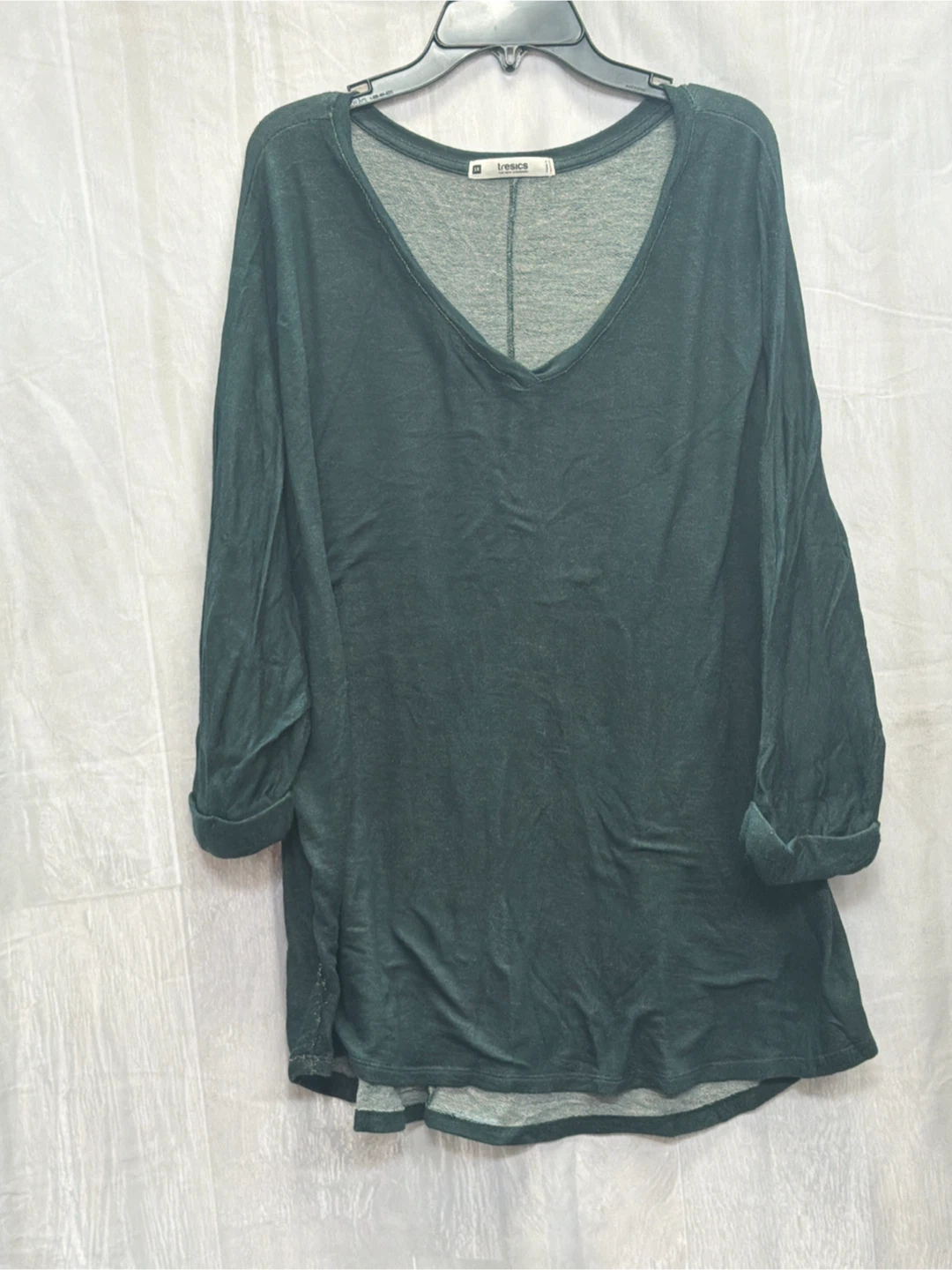 Tresics Women's 3X Green V-Neck Long Sleeve Top