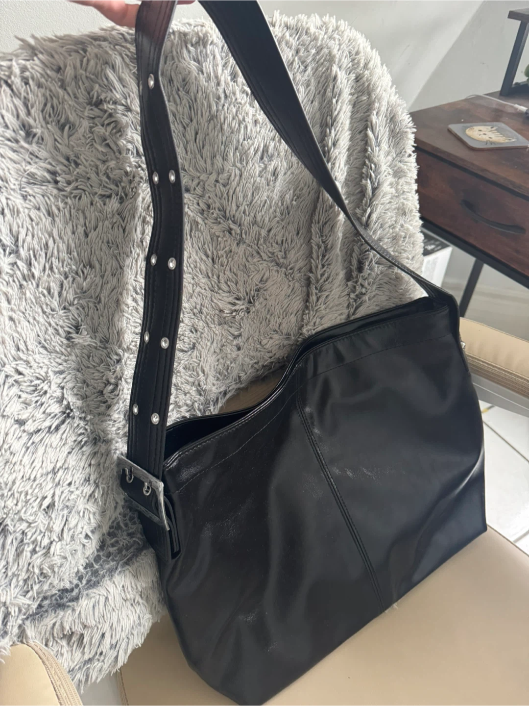 Large Faux Leather Tote Bag