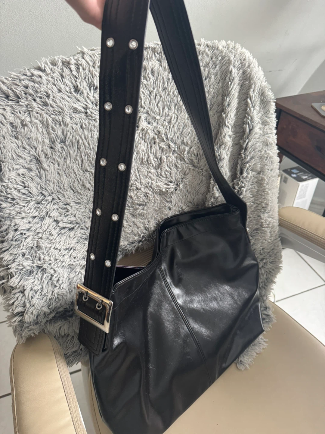 Large Faux Leather Tote Bag - photo 3